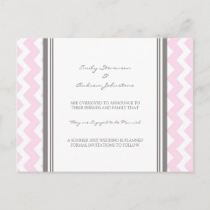 Engagement Announcement Postcard Pink Grey