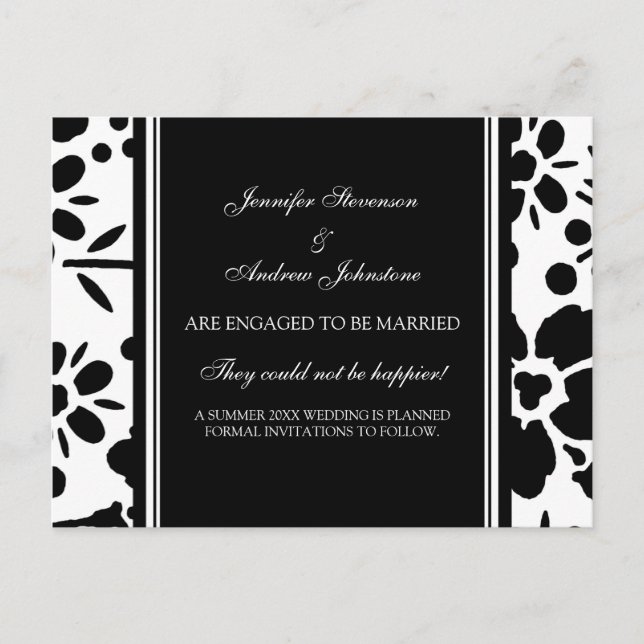 Engagement Announcement Postcards Black and White (Front)