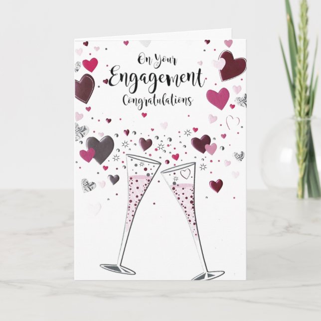 Engagement Card - Congrats Bubbles Hearts (Front)