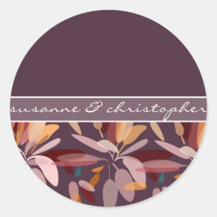Engagement/Chic Purple Botanical  Gift Box Classic Round Sticker