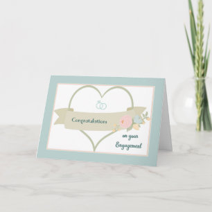 Engagement Congratulations Card Heart and Rings