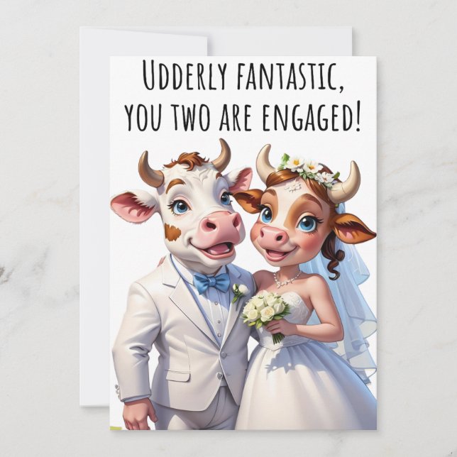 Engagement Congratulations Cards Funny Cow Card (Front)