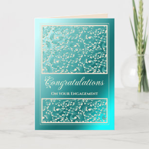 Engagement Congratulations Damask Teal Card