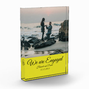 Engagement Couple's Photo and Name Yellow Block