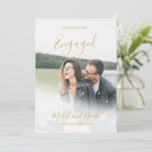 Engagement Elegant Gold Photo Overlay Invitation