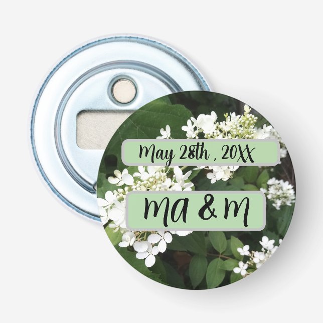 Engagement Favours Hydrangea Photo Bottle Opener (Front)
