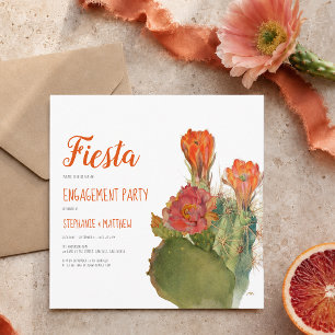 Engagement Fiesta Cactus Watercolor Floral Script Invitation