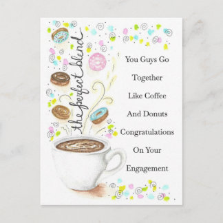 Engagement Go Together Like Coffee and Doughnuts Postcard