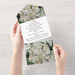 Engagement Invitation White Small Flowers Photo