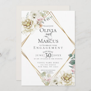ENGAGEMENT   Ivory Blush Watercolor Floral Invitation