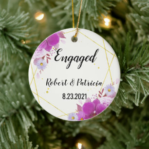 Engagement Keepsake 2023 First Christmas Engaged Ceramic Tree Decoration
