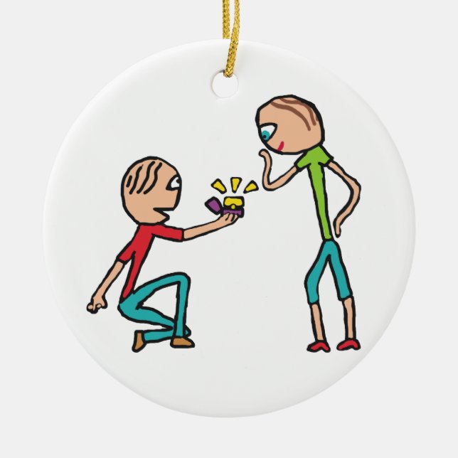 Engagement Marriage Proposal Ceramic Tree Decoration (Front)