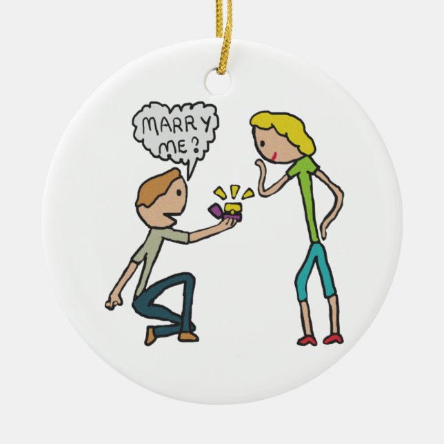 Engagement Marry Me Proposal Ceramic Tree Decoration (Front)