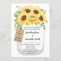 Engagement Mason jar sunflowers country wedding