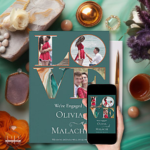 Engagement Modern Abstract Agate Jade Announcement