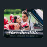Engagement Modern Script Save The Date Photo Magnet<br><div class="desc">Engagement Modern Script Save The Date Photo Magnet</div>