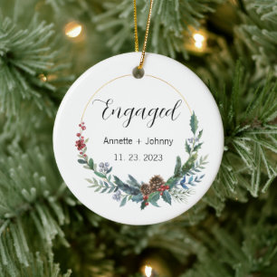 Engagement Ornament, Engaged Ornament, Bridal Ceramic Tree Decoration