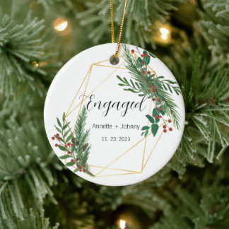 Engagement Ornament, Engaged Ornament, Bridal Ceramic Tree Decoration