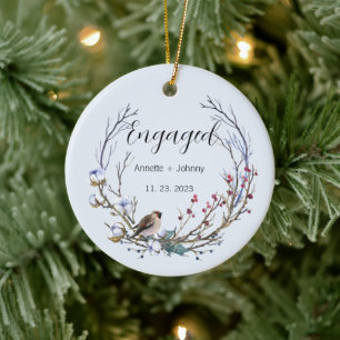 Engagement Ornament, Engaged Ornament, Bridal Ceramic Tree Decoration