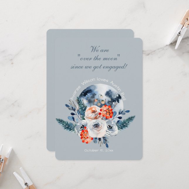 Engagement Over the Moon   Card (Front/Back In Situ)