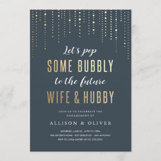 Engagement Party Bubbly Faux Gold Foil Invitations