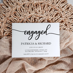 Engagement Party Chic Calligraphy Black And White Invitation