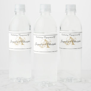 Engagement Party Classic Monogram Script Elegant   Water Bottle Label