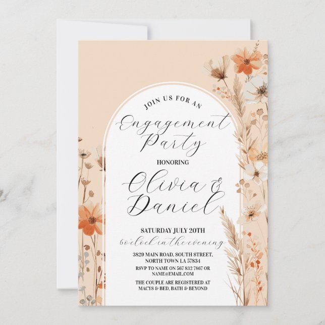 Engagement Party Couples Shower Boho Florals Invitation (Front)