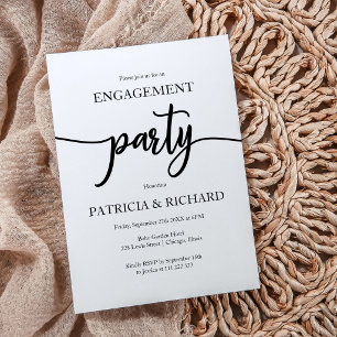 Engagement Party Elegant Black And White Invitation