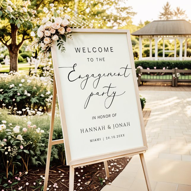 Engagement Party Elegant Calligraphy welcome  Poster (Creator Uploaded)
