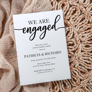 Engagement Party Elegant Script Black And White Invitation