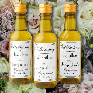 Engagement Party Favour Names Elegant Simple White Wine Label