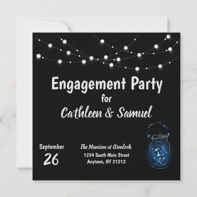 Engagement Party Firefly Cafe Lights Invitation (Front)