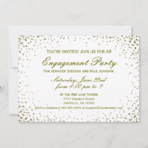 Engagement Party Gold Confetti Invitation