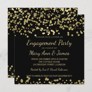 Engagement Party Gold Foil Look Confetti Invitation