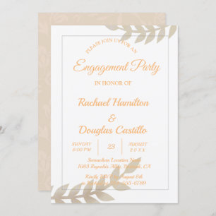 Engagement Party golden Floral Invitation