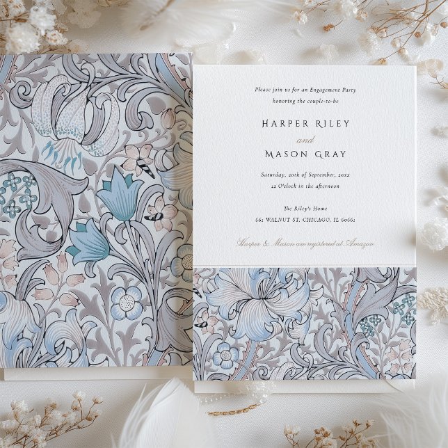 Engagement Party Golden Lily Elegant Pastel Invitation (Creator Uploaded)