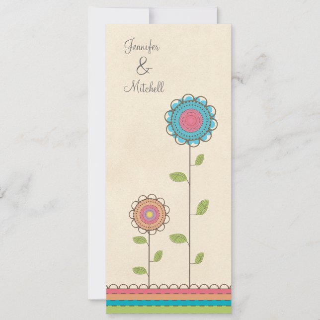 Engagement Party Happy Colourful Flowers Invitatio Invitation (Front)