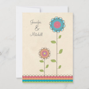 Engagement Party Happy Colourful Flowers Invitation