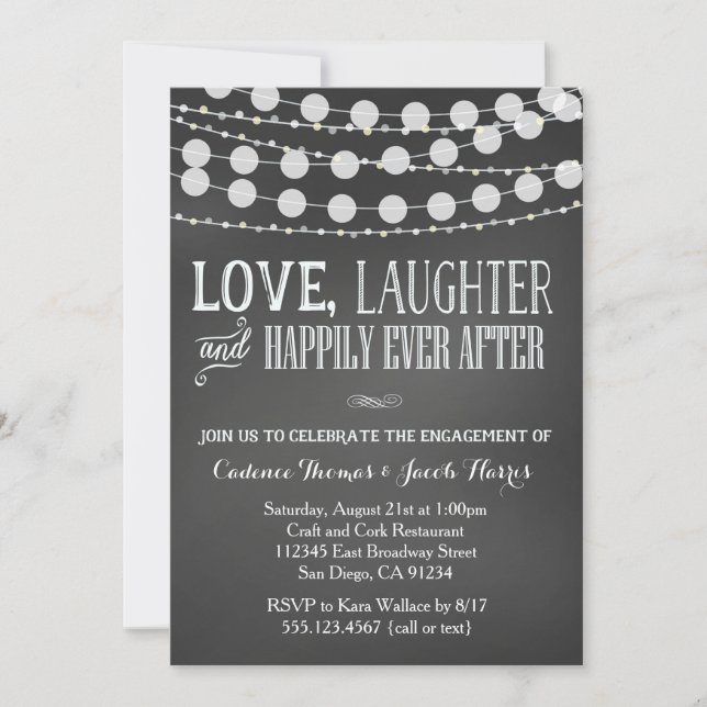 Engagement Party Invitation Chalkboard Wedding (Front)