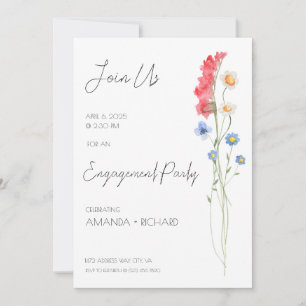 Engagement Party Invitation, Minimalist Floral Invitation