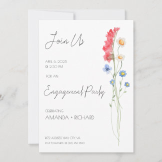 Engagement Party Invitation, Minimalist Floral Invitation