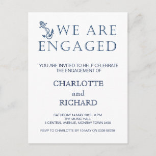 Engagement party invitation nautical theme postcard