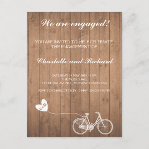 Engagement party invitation romantic bike