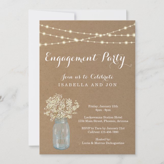 Engagement Party Invitation - Rustic Kraft (Front)