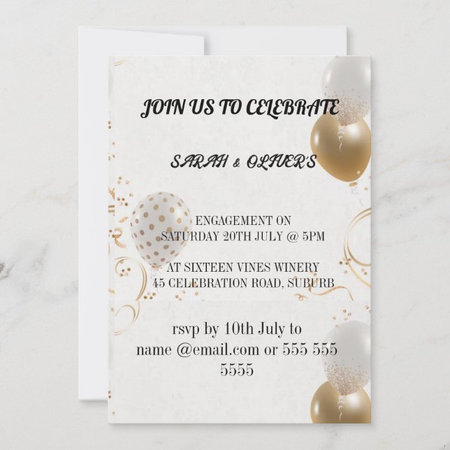 Engagement Party Invitation Template, Hand drawn e (Front)