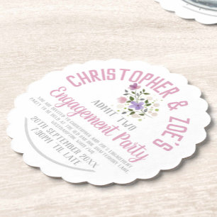 Engagement Party Invitation Ticket Paper Coaster