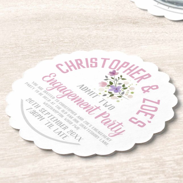 Engagement Party Invitation Ticket Paper Coaster (Creator Uploaded)