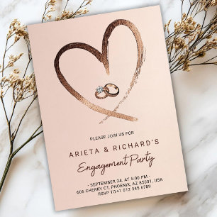 Engagement party invitation with a gold heart
