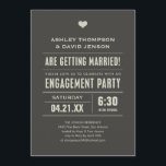 Engagement Party Invitations<br><div class="desc">Engagement party invitations with a charcoal coloured design that is both unique,  and modern. Customise the wording for your party.</div>